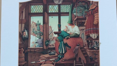 Foto: Herzenssache Kunstdruck "Schneiderlein auf dem Apfel" (Foto: Herzenssache)