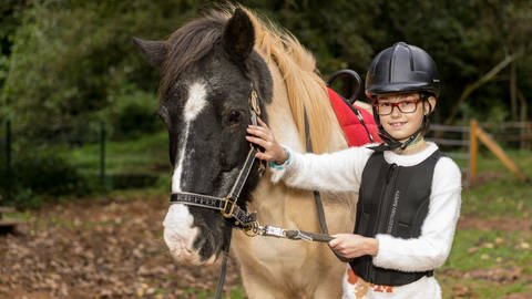 Mädchen streichelt Pferd (Foto: Dirk Guldner)