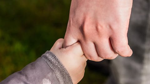 große Hand hält kleine Hand (Foto: Myriams-Fotos / Pixabay)